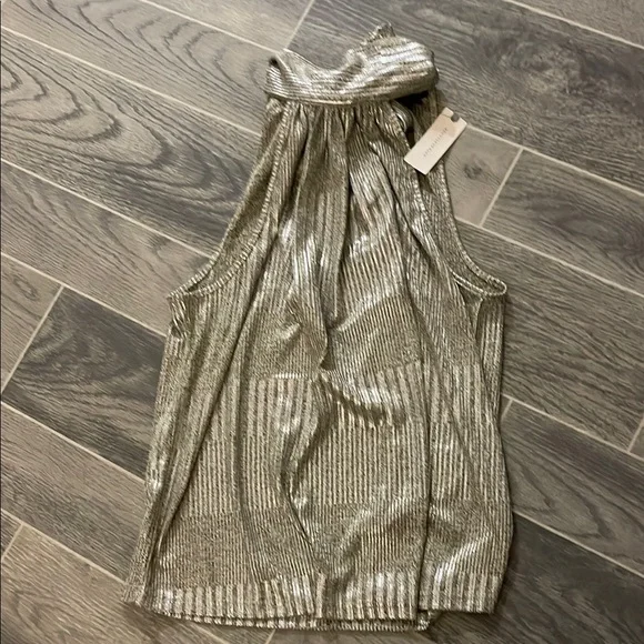 Anthropologie Maeve Metallic Silver Skirt - Picture 2 of 9